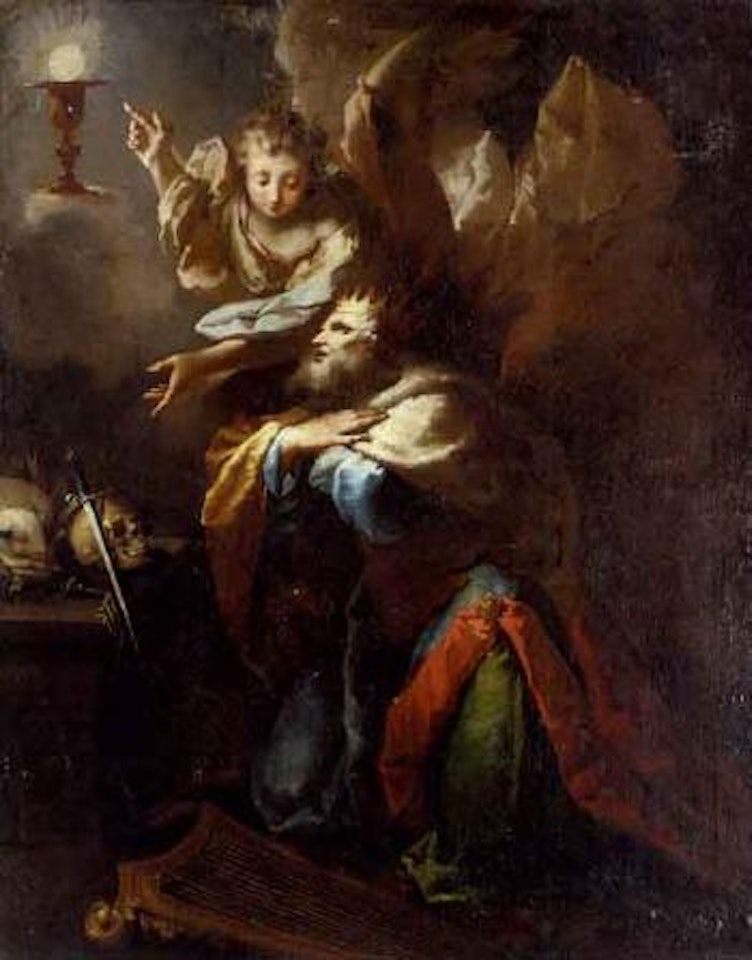 Eucharist appearing to a kneeling king by Italian School