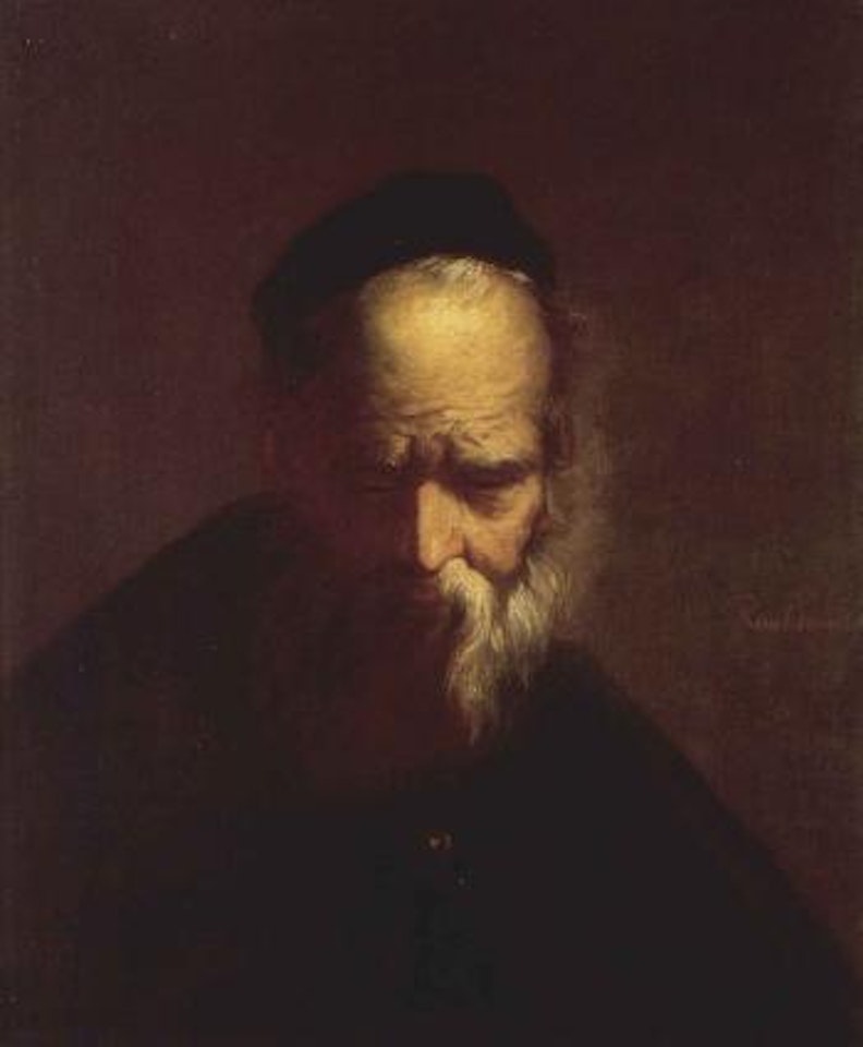 Head of a Rabbi by Attributed to Rembrandt Harmensz van Rijn