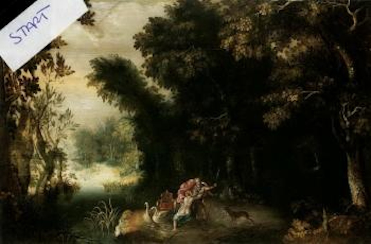 Venus and Adonis in a wooded landscape by Abraham Govaerts