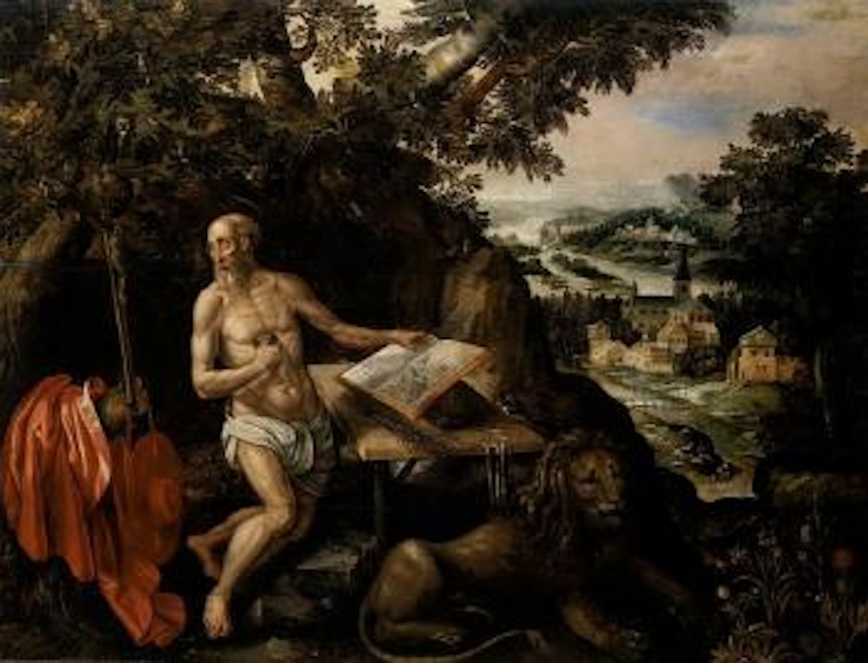 Saint Jerome in a landscape by Hendrick de Clerck