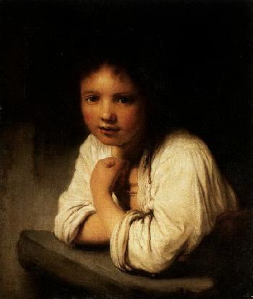 Young girl at a window by Attributed to Rembrandt Harmensz van Rijn