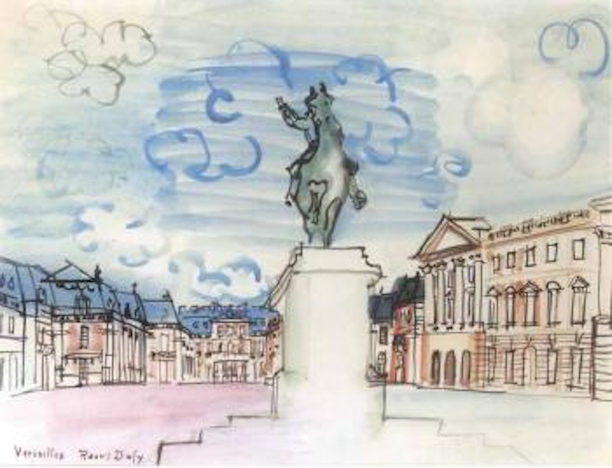 La staue de Louis XIV dans la cour de Versailles by Raoul Dufy