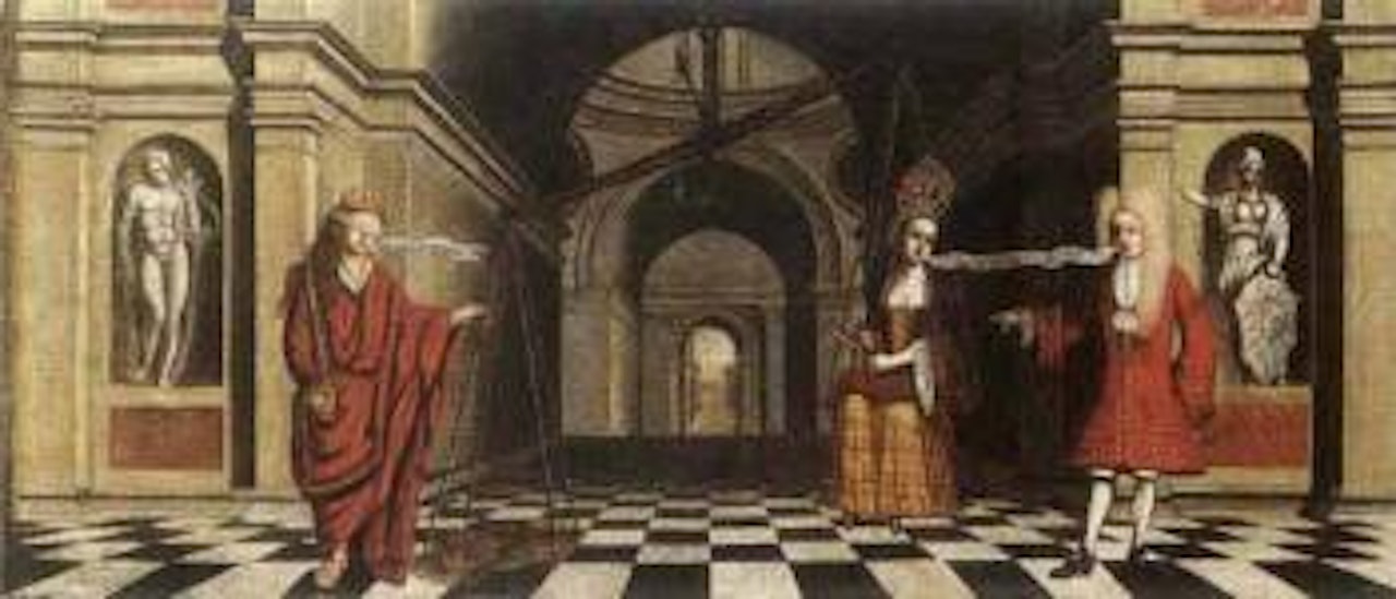 An allegory virtue weighed by justice by Dutch School