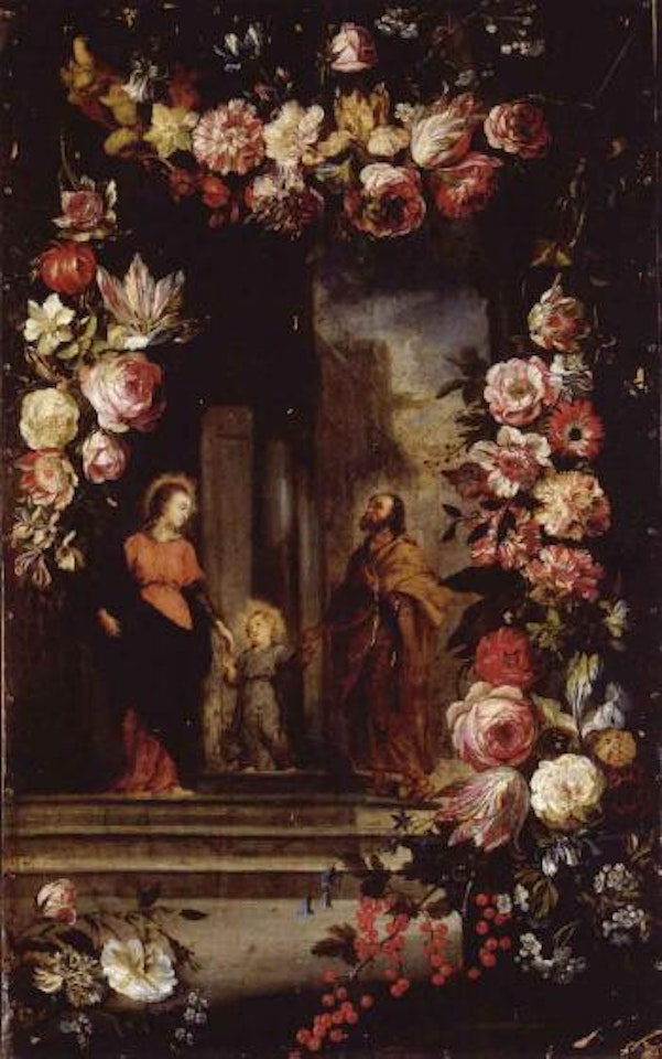 Garland of flowers surrounding the Holy Family by Jan Brueghel the Younger
