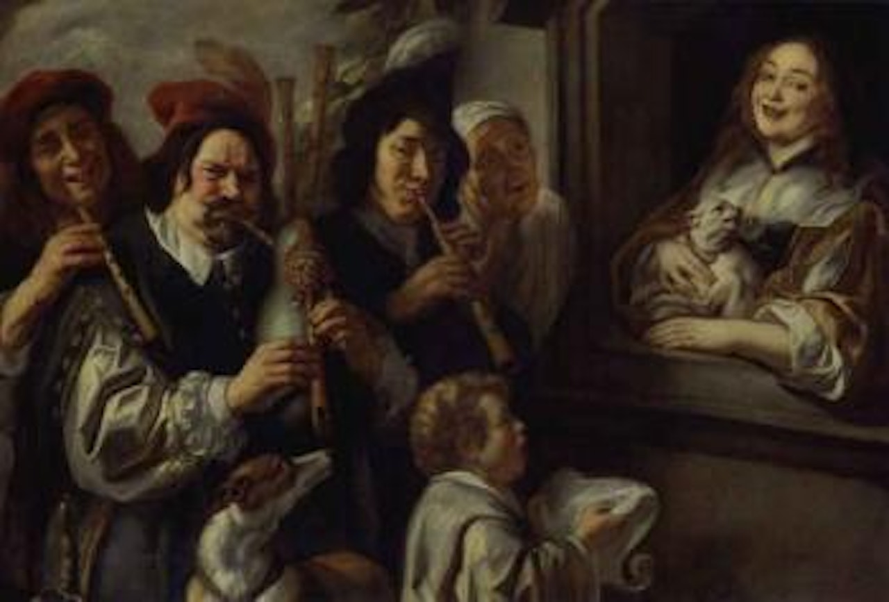Serenade - musicians serenading a woman at a window by Jacob Jordaens