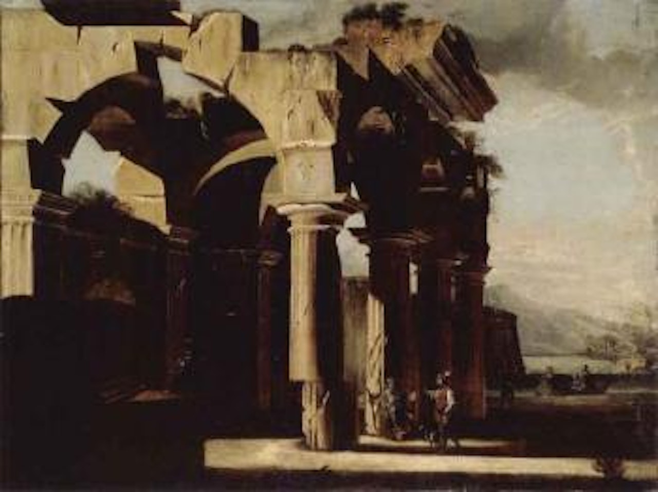 Capriccio of architectural ruins with figures by Viviano Codazzi