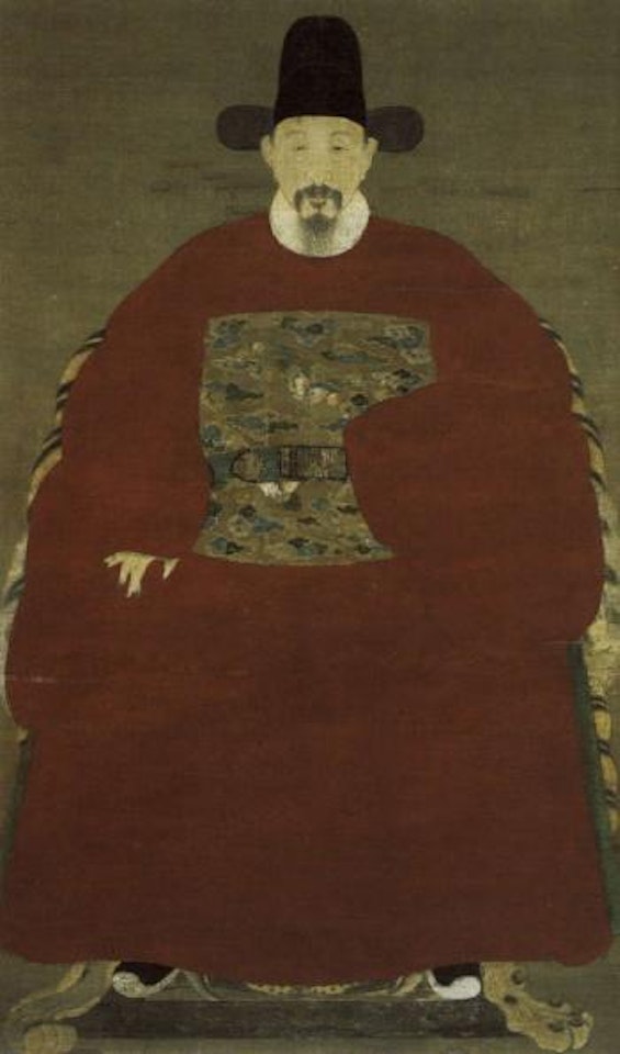Picture of a seated ancestor by Chinese School