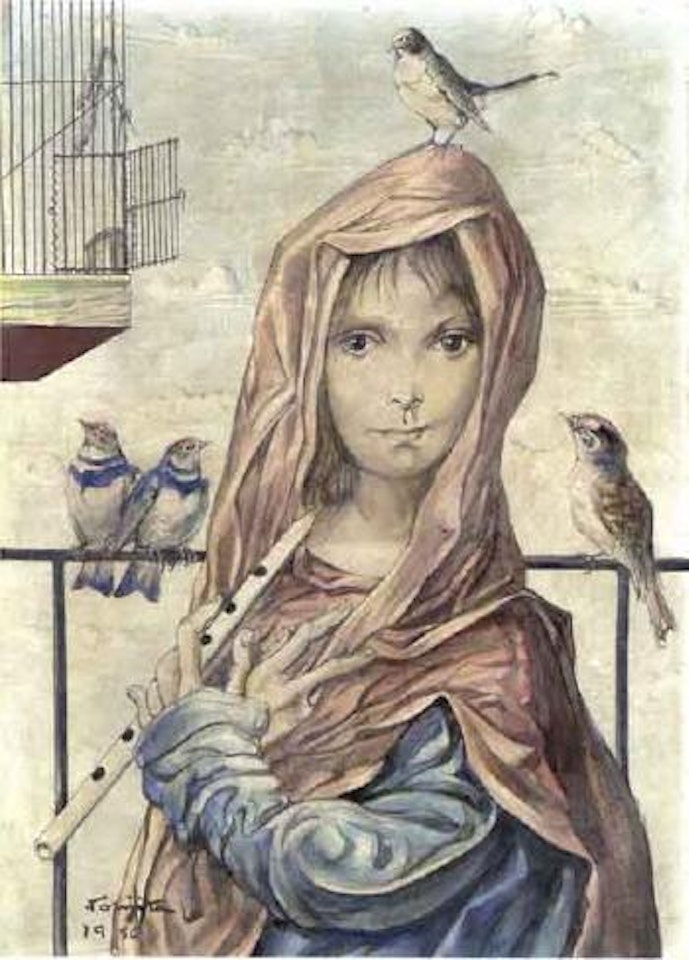 La charmeuse d'oiseaux by Leonard Tsuguharu Foujita