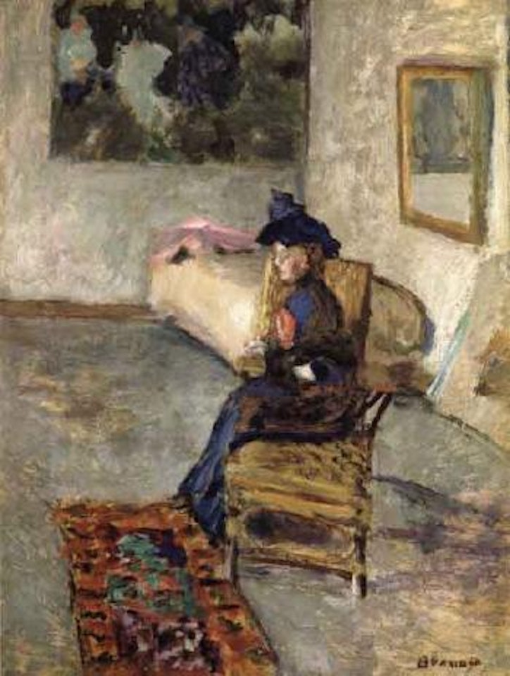 La femme a la rose ou femme dans un interieur by Pierre Bonnard