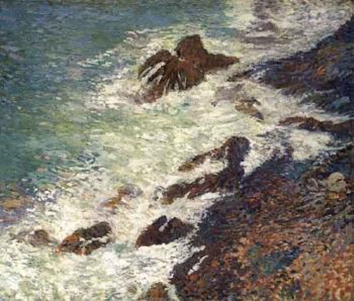 Jeux de vagues sur des rochers de la cote basque by Henri Jean Guillaume Martin