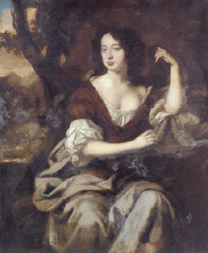 Portrait of a lady seated under a tree, wearing brown dress by Sir Peter Lely