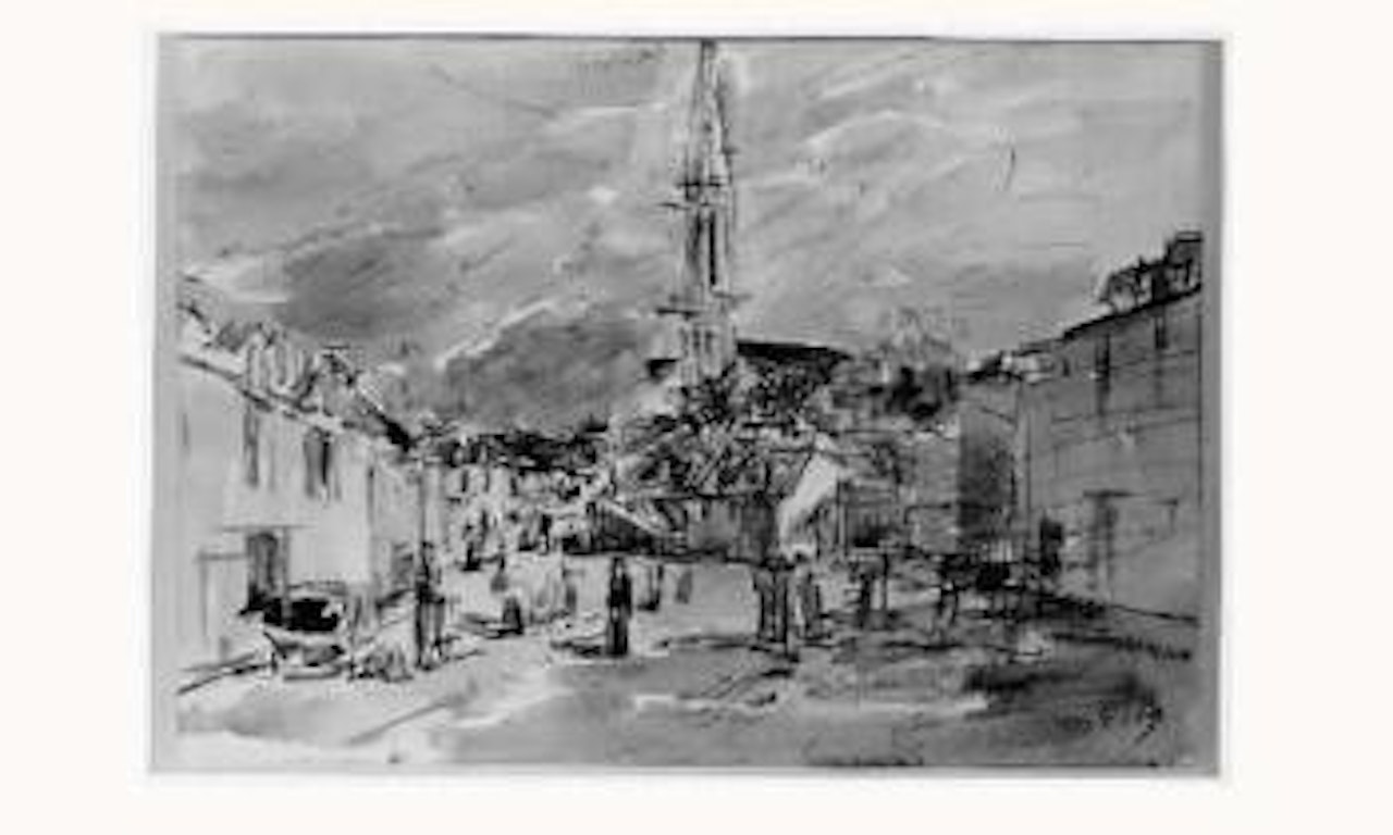 La place du village by Eugène Boudin