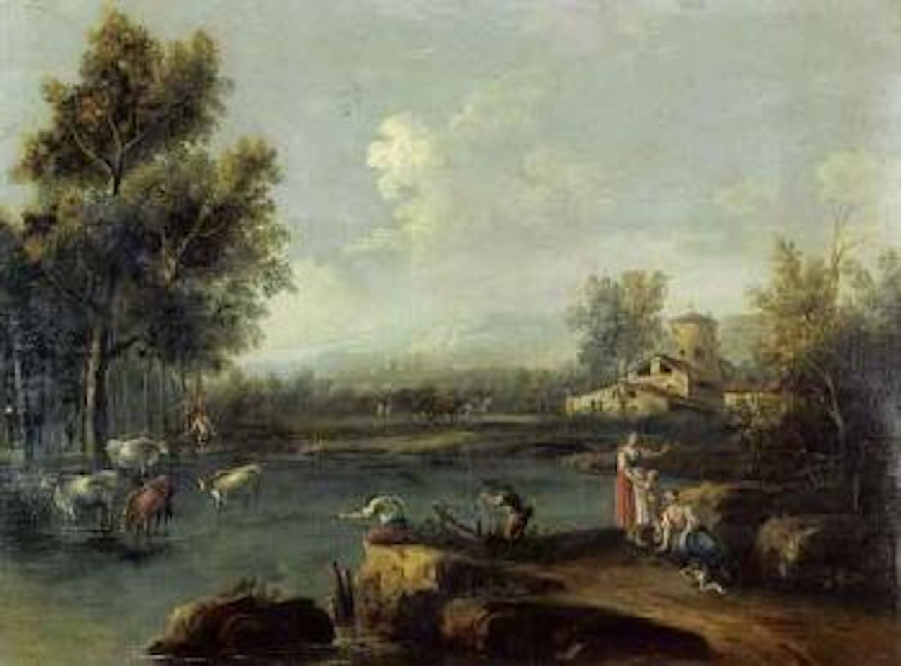 Vues de la campagne venitienne animee de bergers et de pecheurs by Giovanni Battista Cimaroli