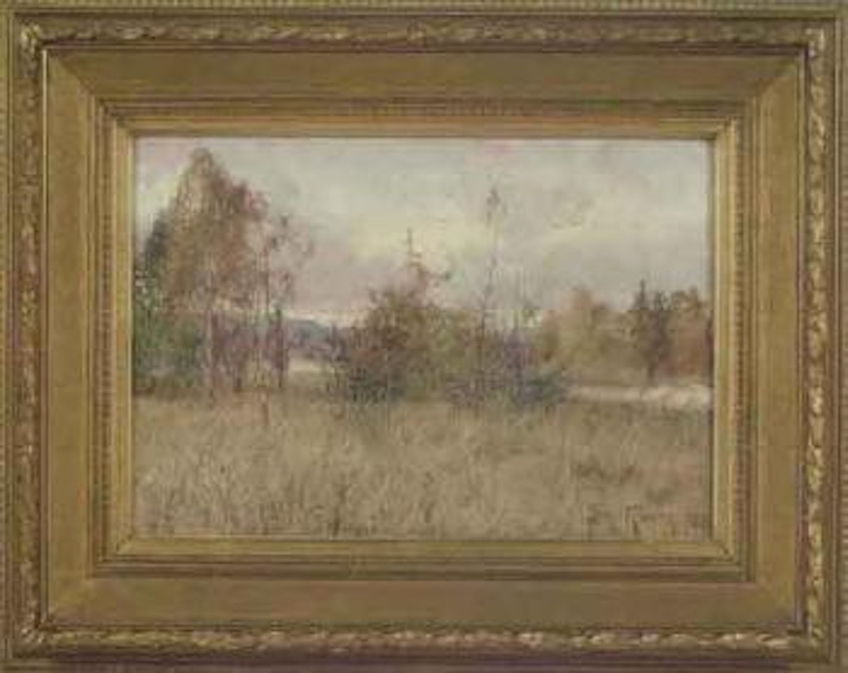Spring landscape with lake by Anshelm Schultzberg