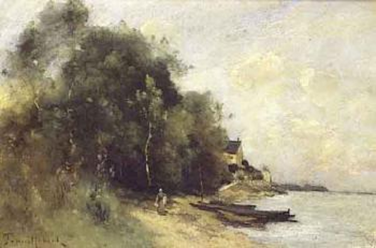 Silhouette au bord de l'eau by Paul Désiré Trouillebert