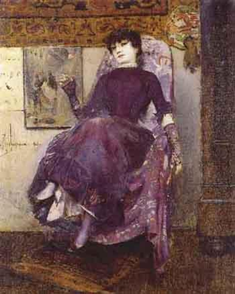 Portrait de l'epouse de l'artiste dans l'atelier by Georges Antoine Rochegrosse