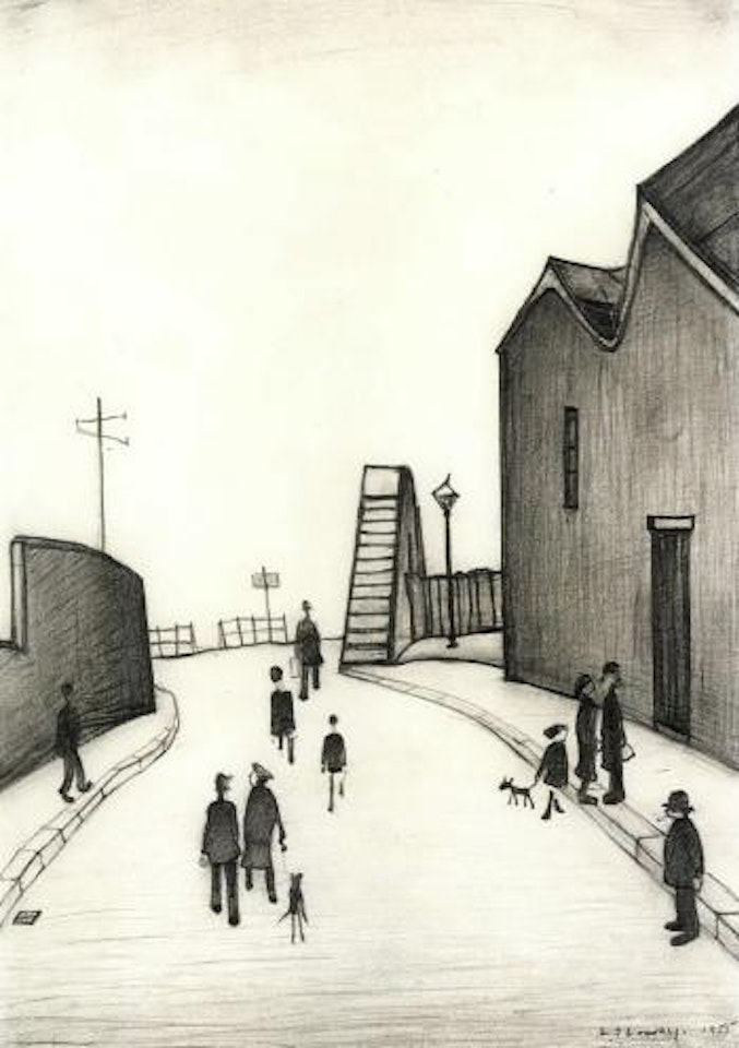 Footbridge at Droylsden by Laurence Stephen Lowry
