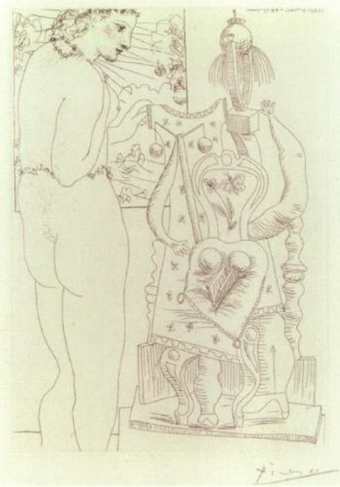 Modele et sculture surrealiste by Pablo Picasso