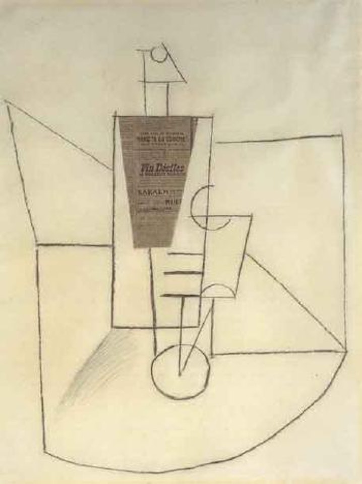 Bouteille et verre sur un gueridon by Pablo Picasso