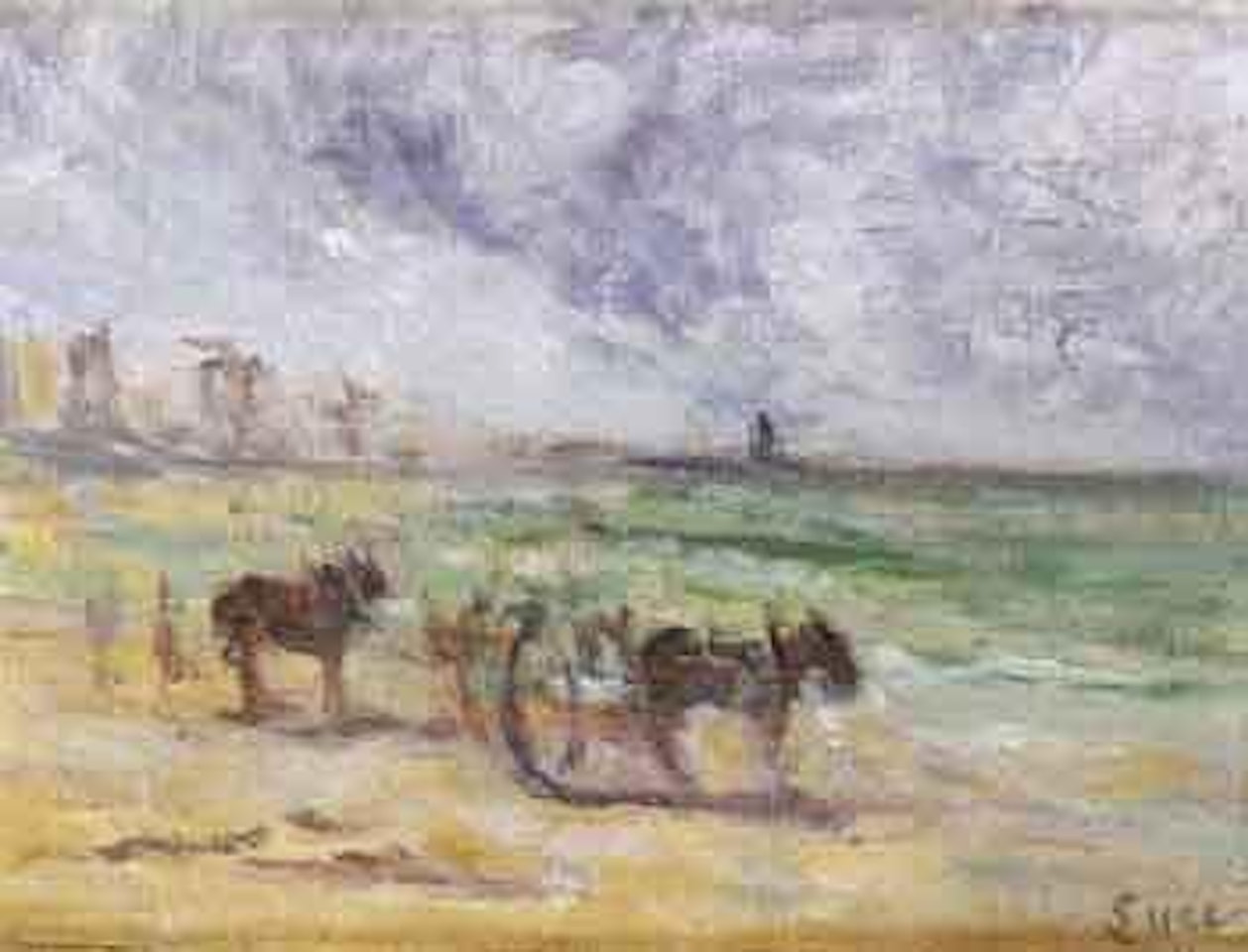 Les ramasseurs de goemons sur la plage by Maximilien Luce