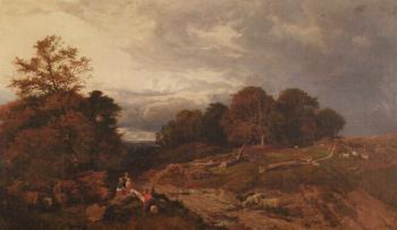 Children playing in a landscape by Sidney Richard Percy