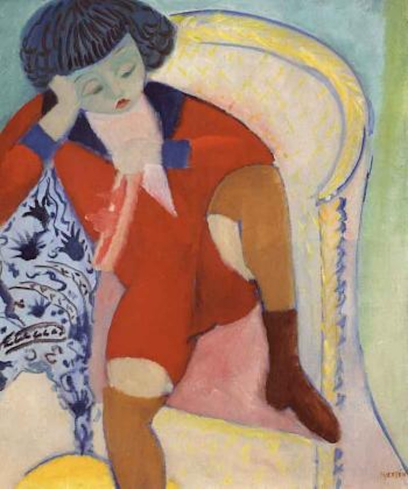 Boy with toy boat - the artist's son Ivan by Sigrid Hjertén