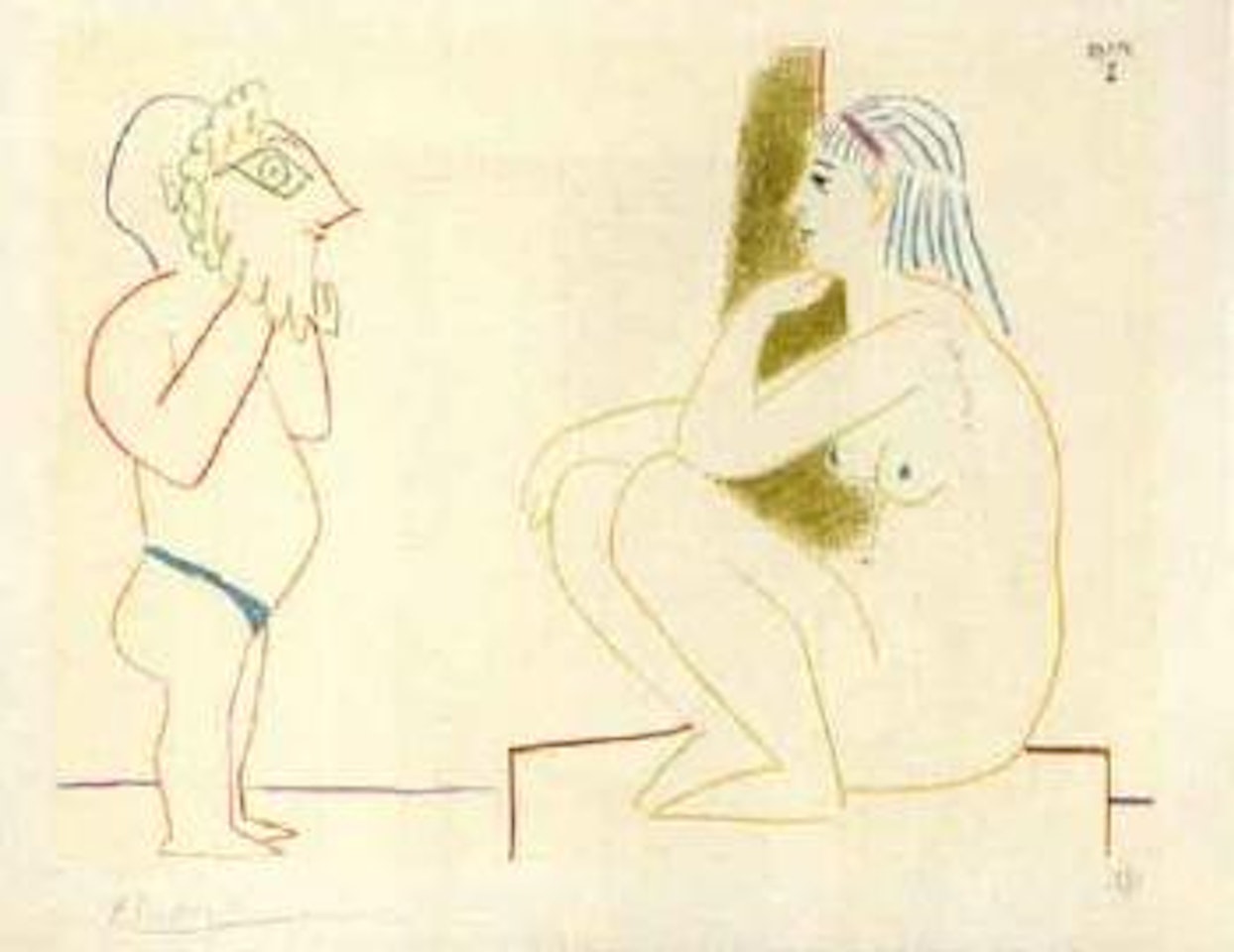 Clown et femme nue by Pablo Picasso