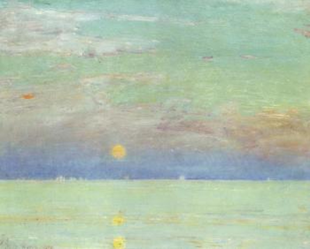 Moonrise at sunset, Cape Ann by Childe Hassam