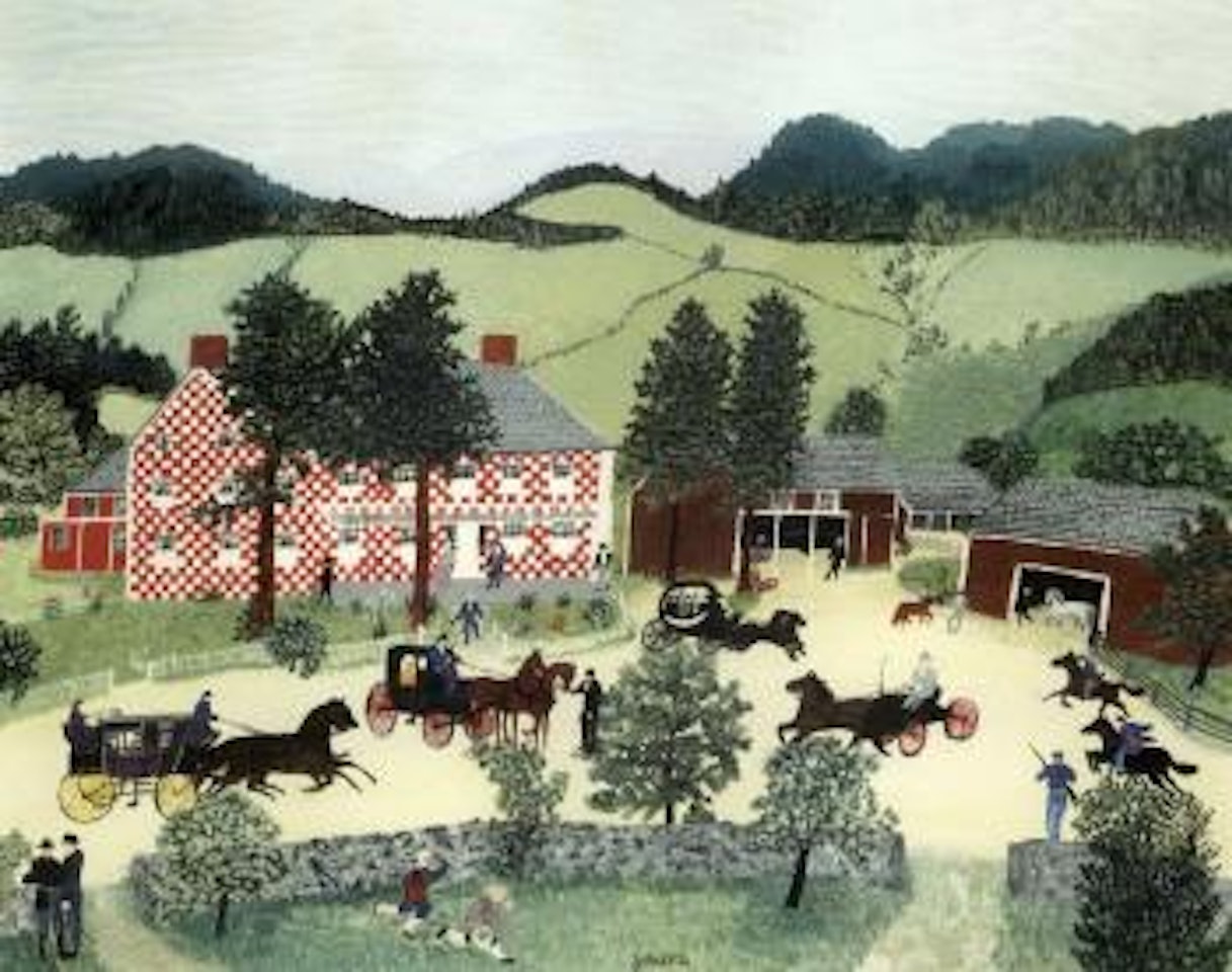 Old checkered house by Grandma Moses