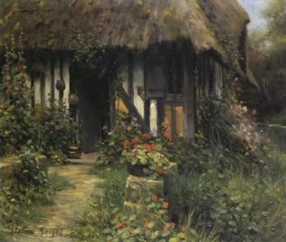 Cottage and garden by Louis Aston Knight