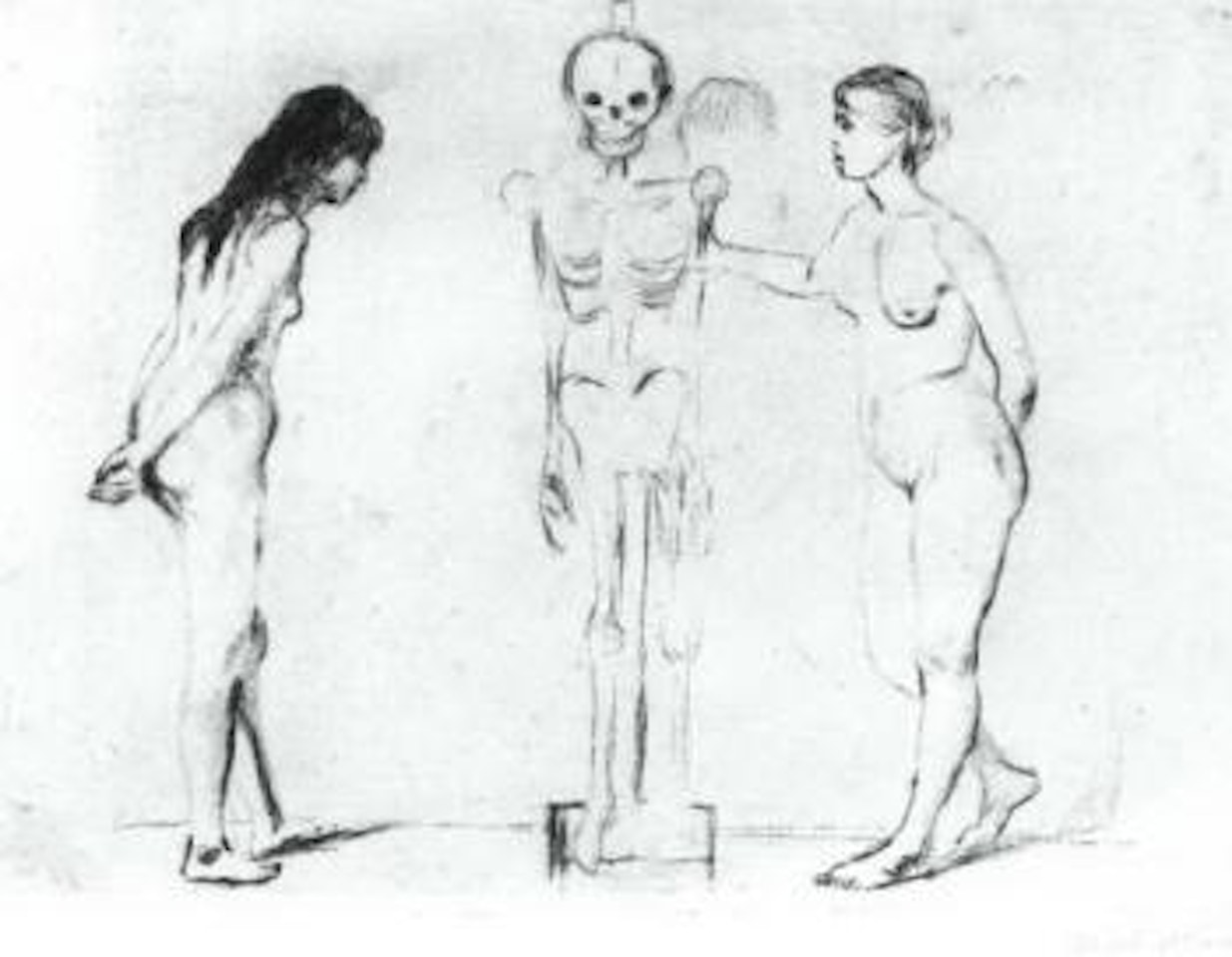 Die beiden madchen und das gerippe by Edvard Munch
