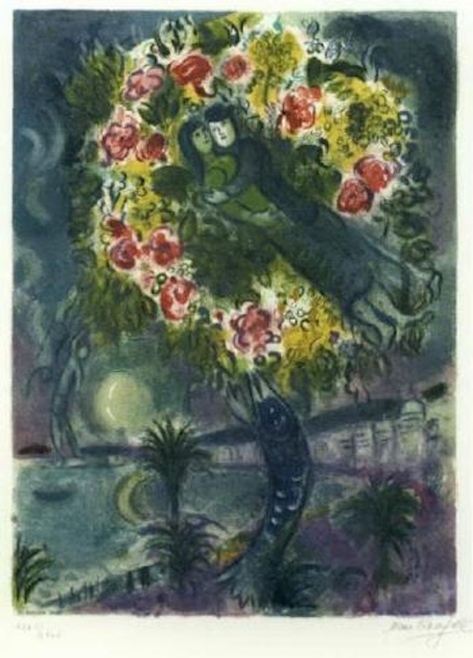 Couple and fish by Marc Chagall