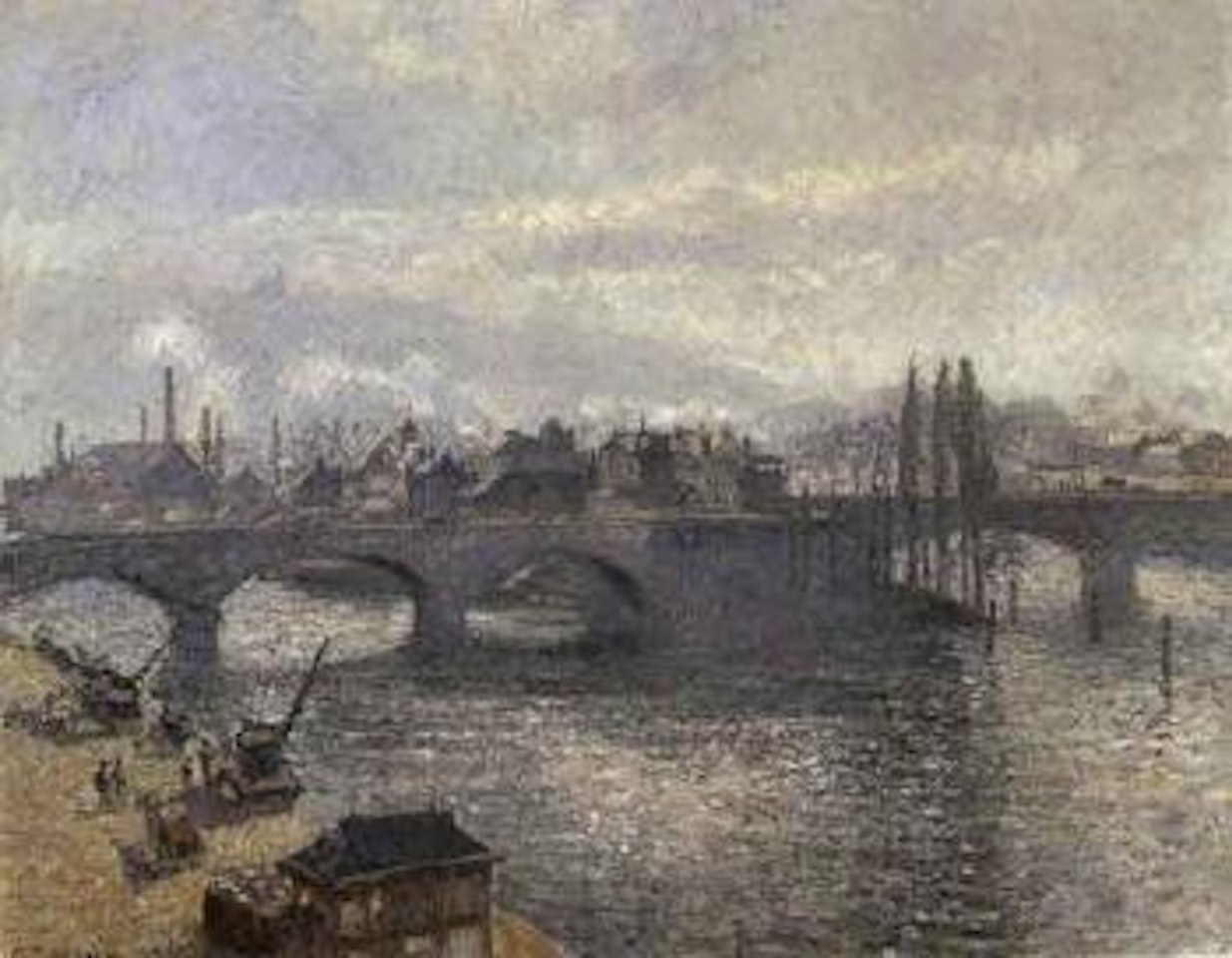 Le Pont Corneille a Rouen, effet du matin by Camille Pissarro