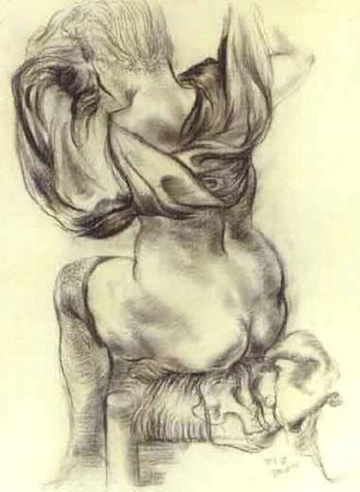 Seated nude with drapery by George Grosz