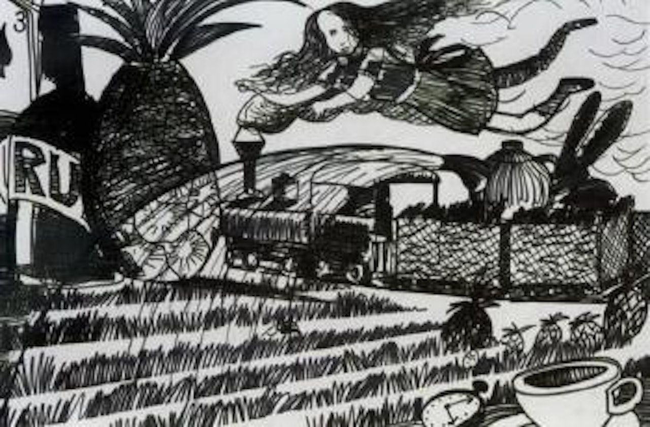 Alice and the cane train by Charles Blackman