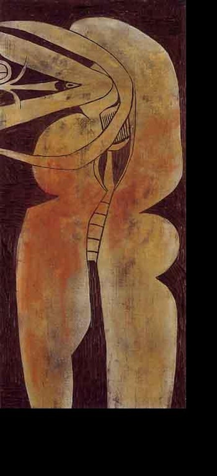 Two standing figures by Cecil Skotnes