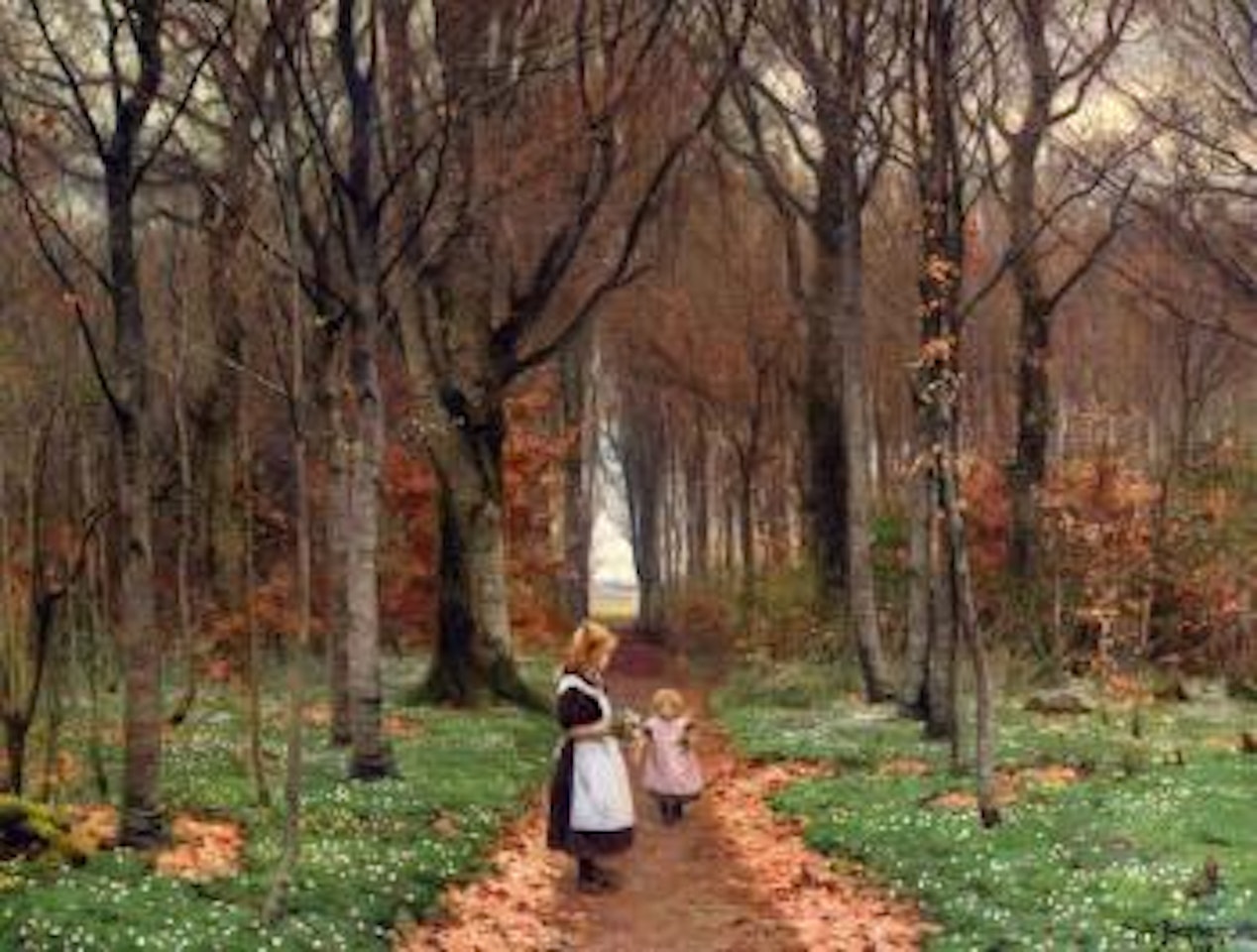 Walking in the forest with wood anemones by Hans Andersen Brendekilde