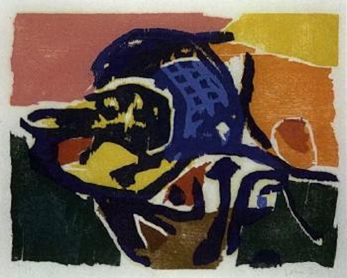 Funkelbust auf gruner Ebene by Asger Jorn