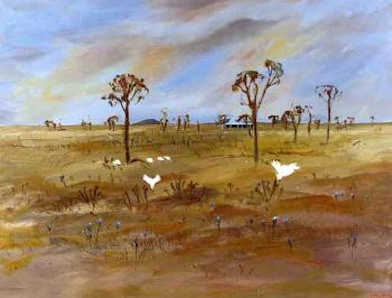 Wimmera landscape with cockatoo by Arthur Merric Bloomfield Boyd