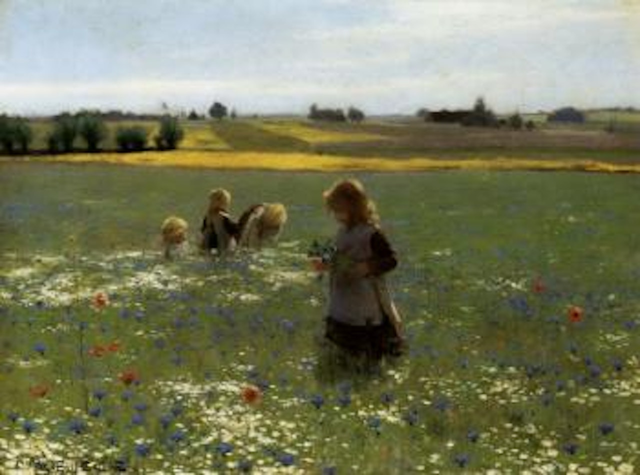 Picking cornflowers and poppies by Hans Andersen Brendekilde