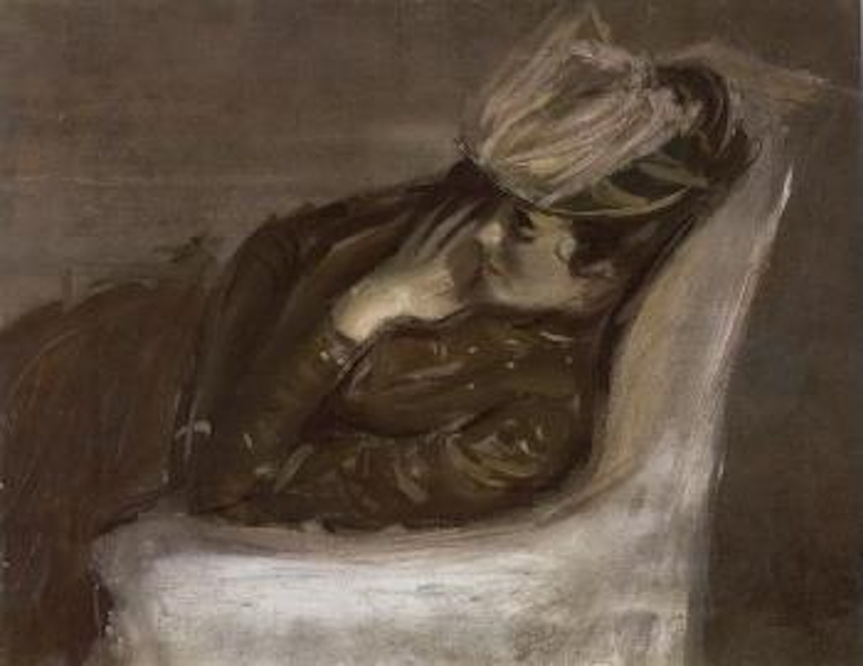Madame Lemaire allongee dan un fauteuil by Paul César Helleu