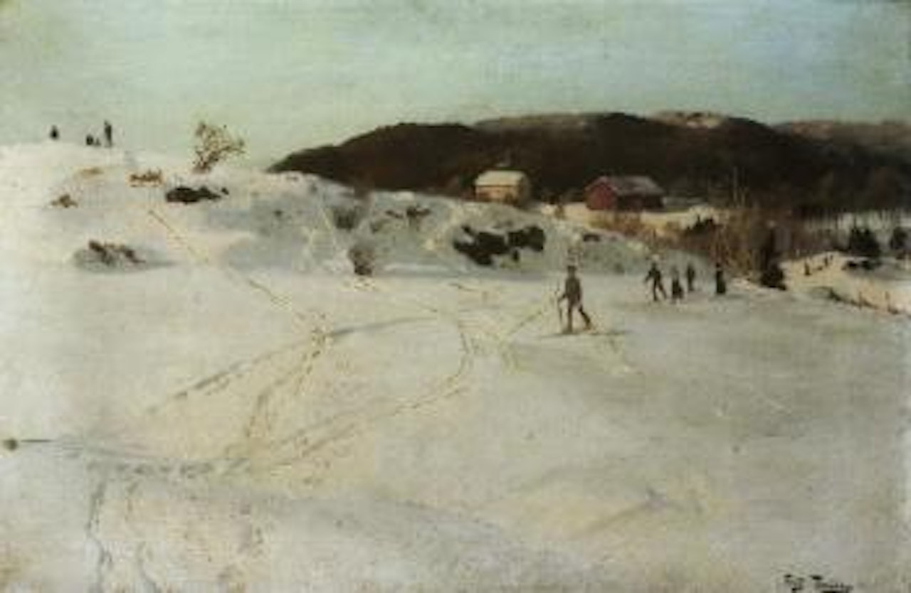 Winter scene by Fritz Thaulow