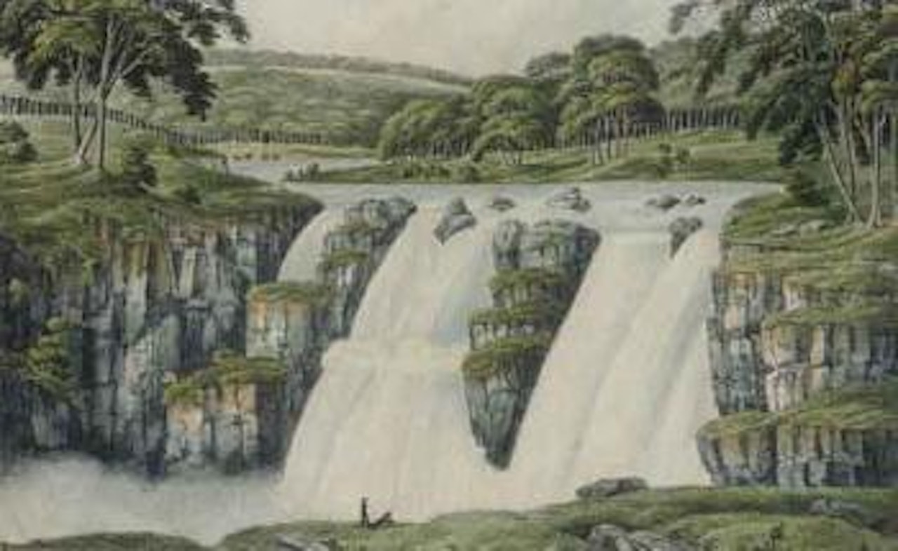 Bathurst cataract, on the River Apsley, New South Wales by Joseph Lycett