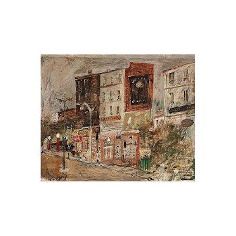 Boutiques on a Paris street corner by Jean Pougny