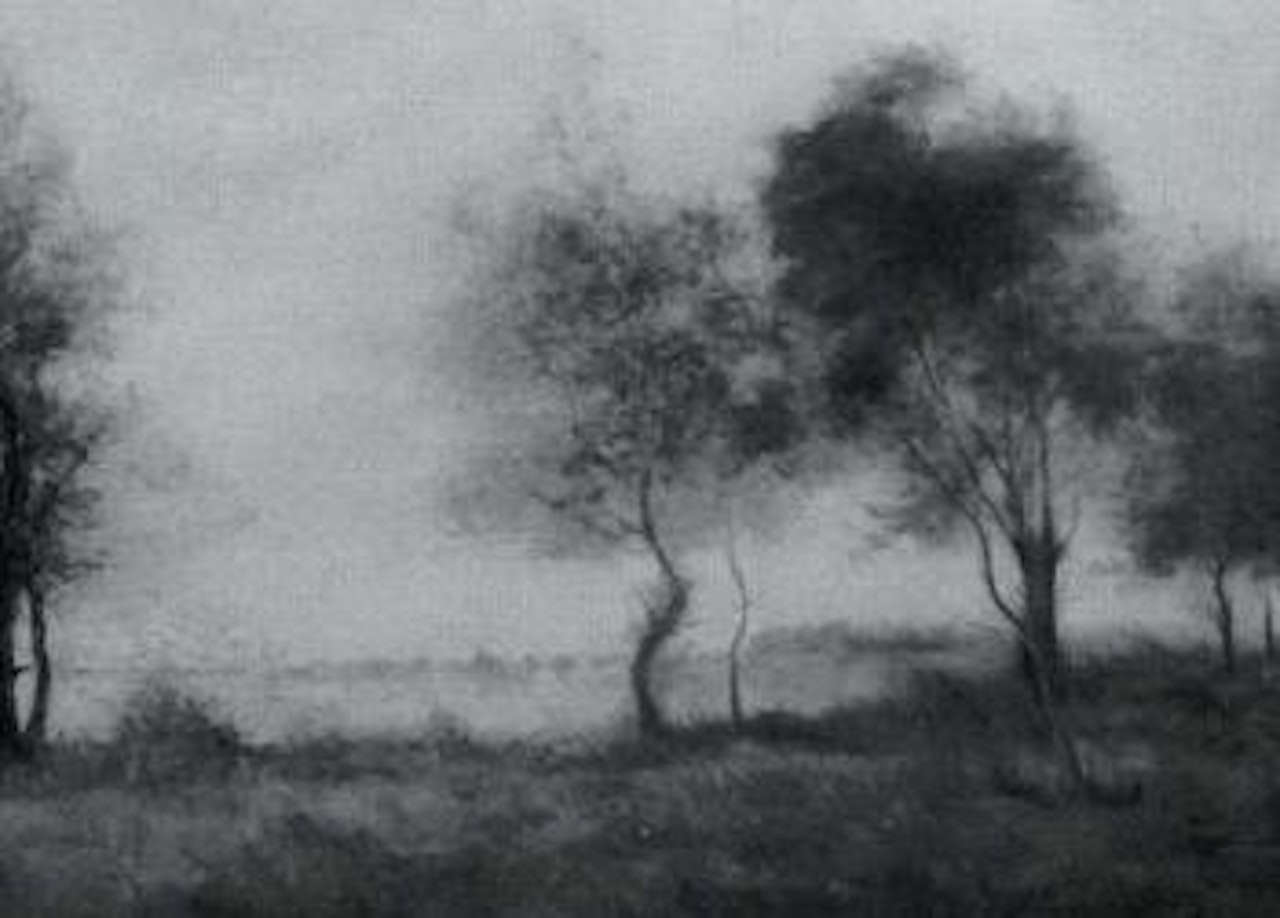 Wooded landscape by Jean Baptiste Camille Corot