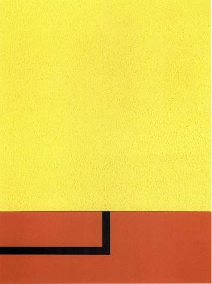 Yellow cell with conduit by Peter Halley