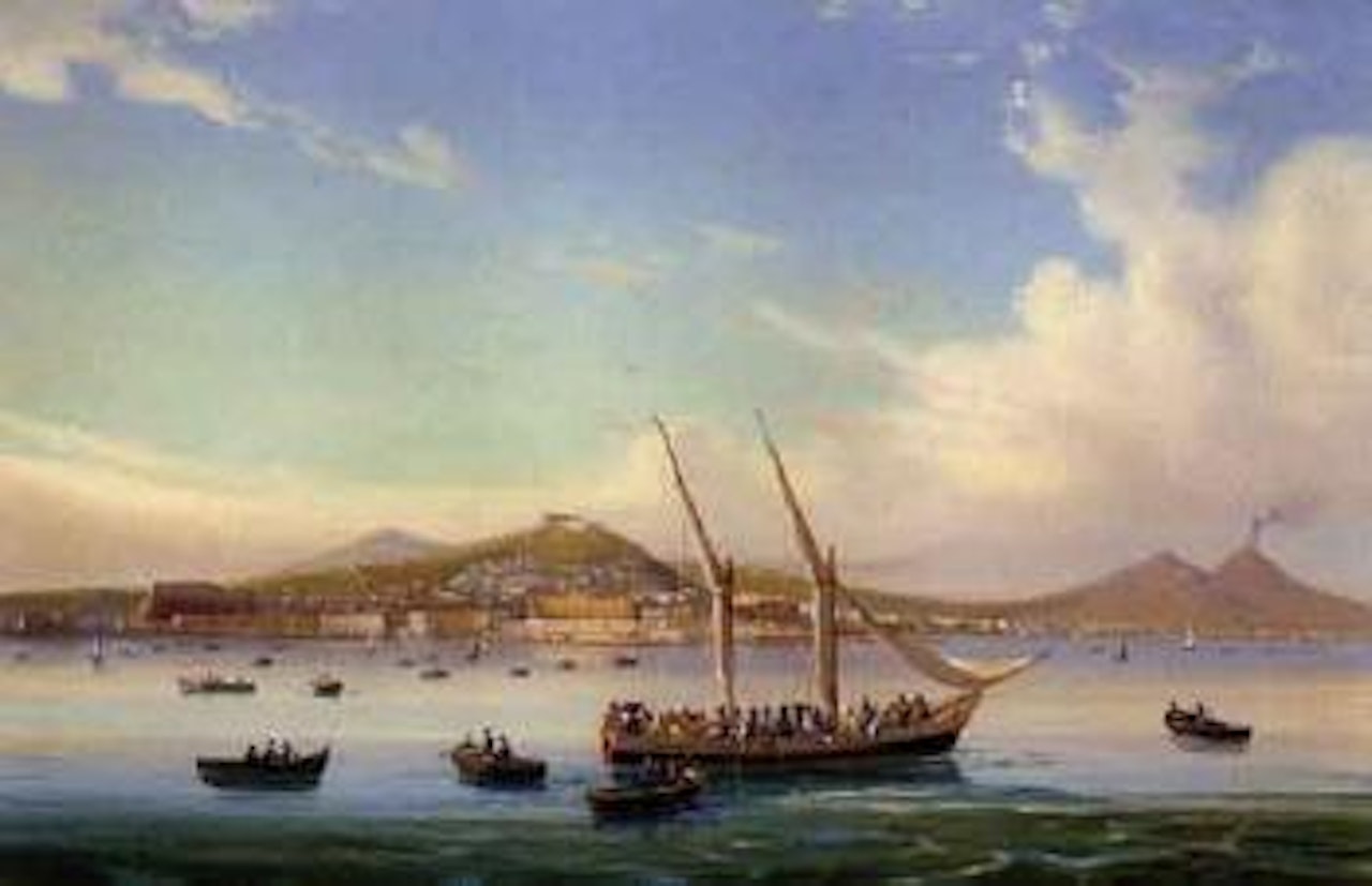 View of Naples from the sea by Neapolitan School