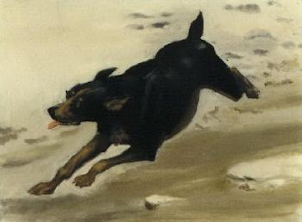 Dog in the snow by William Nicholson