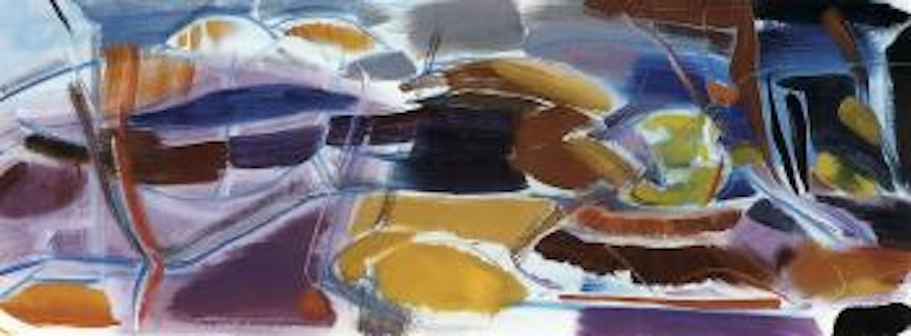 Blue hills through yellow trees by Ivon Hitchens