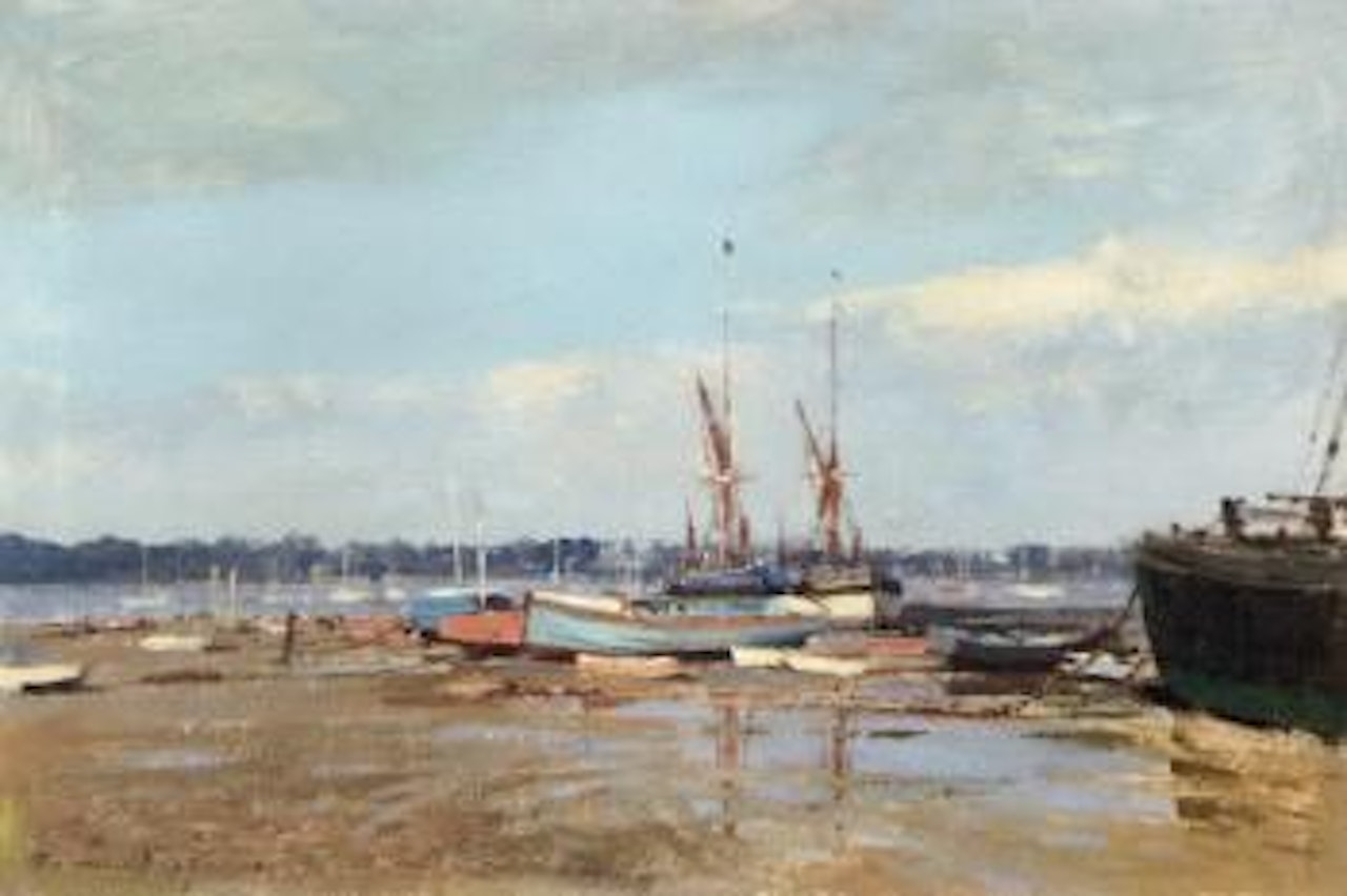 Boats on the hard, Pin Mill, Suffolk by Edward Seago